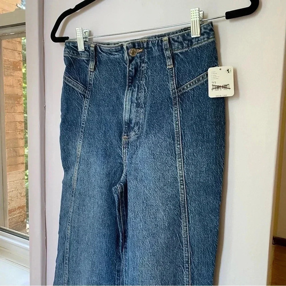 NWT Free People Florence Flare Jeans High Rise Stretch Dark Wash Indigo Blue 31 - Picture 7 of 9